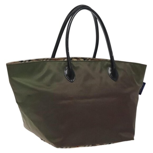 Burberrys Blue Label Hand Bag Nylon Khaki Auth bs24661 - Picture 1 of 16
